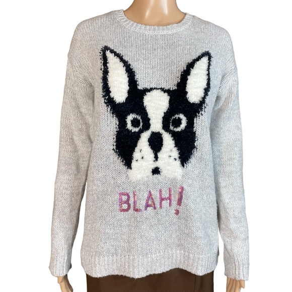 HERE THERE Cotton Blend Grey Dog Front Sweater Size S - Picture 9 of 9